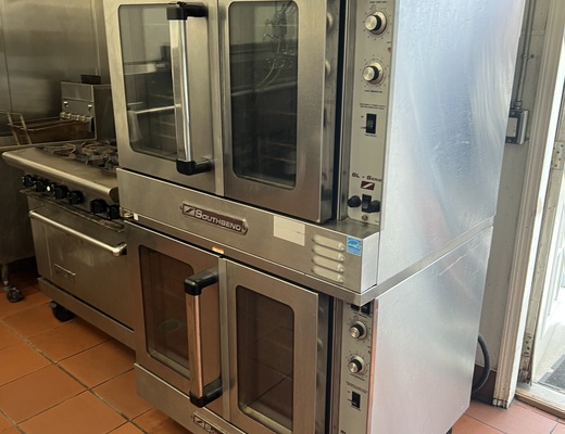 Commercial kitchen with professional ovens