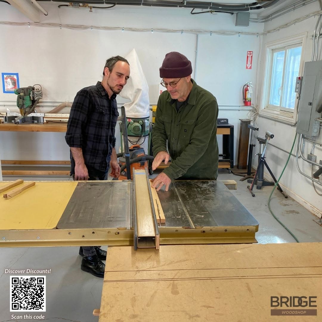 Woman at table saw